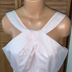 Halter neckline blush pink short bridesmaid or wedding guest 14 David’s Bridal